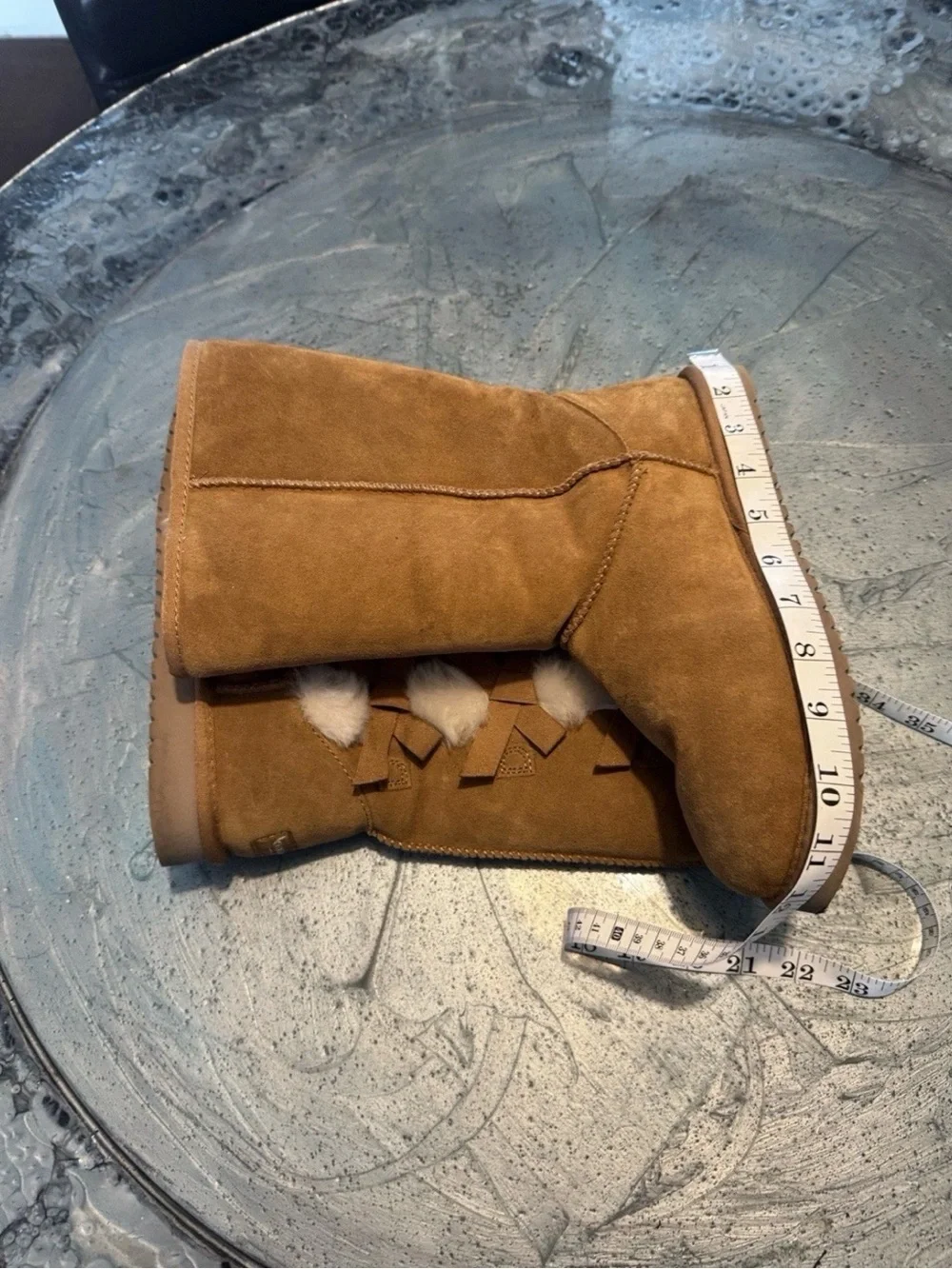 NWOB Koolaburra Uggs Chestnut Tall Suede Boots with Shearling & Side Bows Size 8